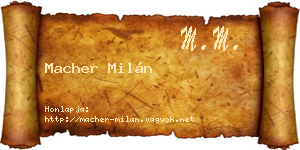 Macher Milán névjegykártya