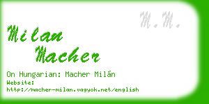 milan macher business card